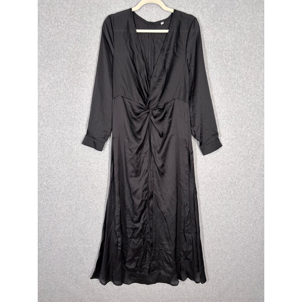 Whimsigoth Dress Large Maxi Satin Flowy Twist‎ Knot Blouson Witchy Victorian